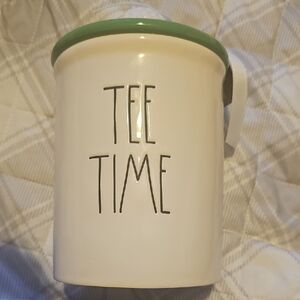 Rae Dunn Tee Time Canister with Green Lid